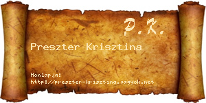 Preszter Krisztina névjegykártya
